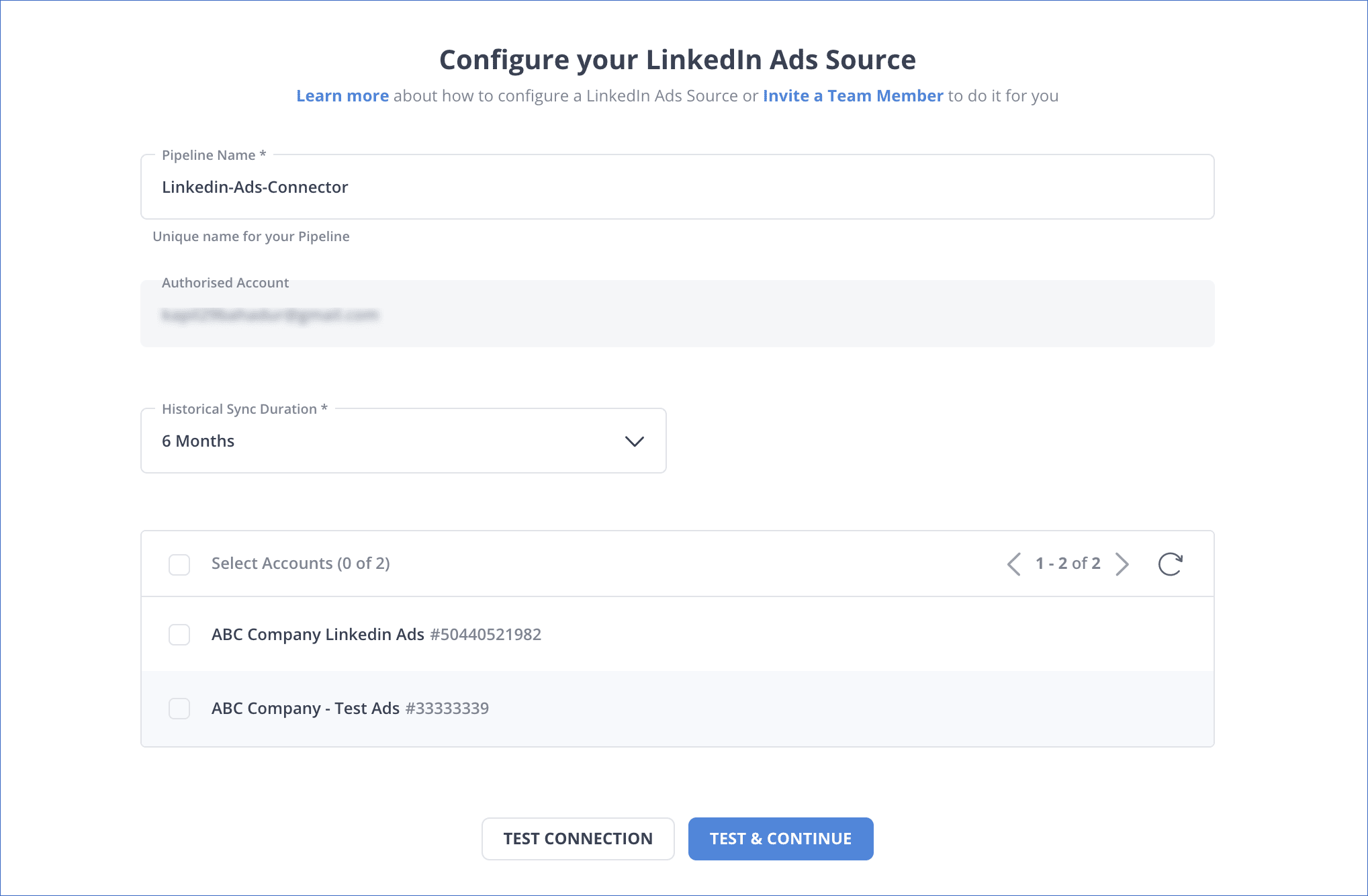Configure LinkedIn Source